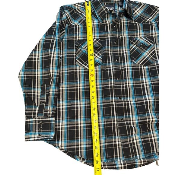 Wrangler Vintage‎ Blue Black Plaid Pearl Snap Western Cowboy Shirt Men XL |Q1 - Picture 4 of 5
